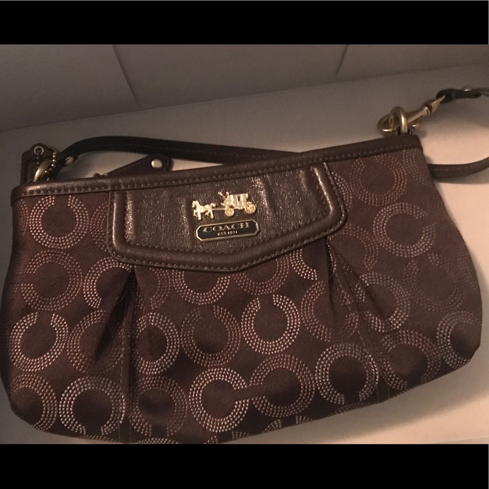 Coach Madison Signature Brown Pouchette Purse
